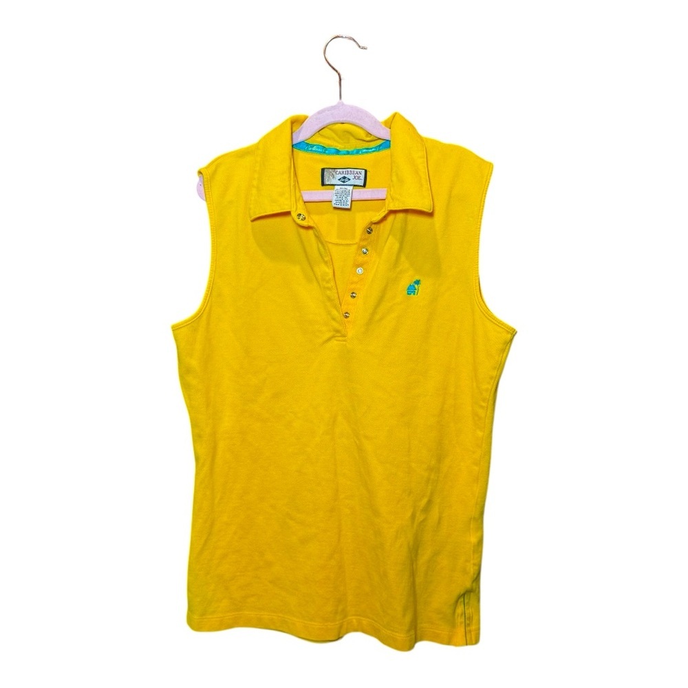 Caribbean Joe Vibrant Yellow Sleeveless Polo M